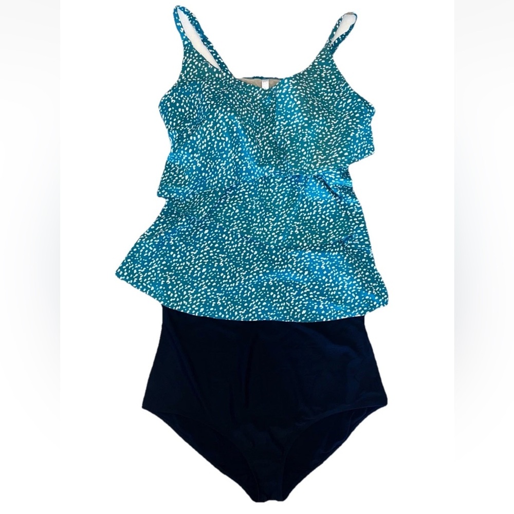 Cacique Ruffled Animal Print Two Piece Tankini Swimsuit 26/28